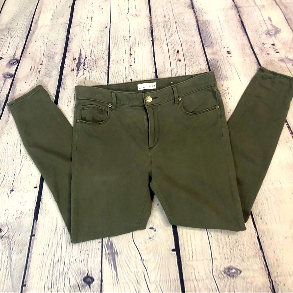 Loft Olive Green Stretch Trouser Size 10